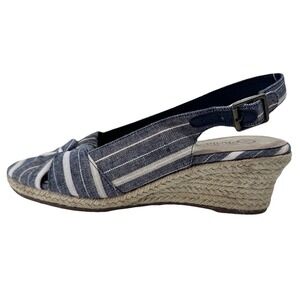 Bella Vita Women's Wedge Sandals Size 9M Blue Stripe Slingback